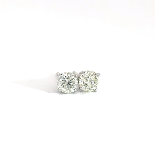 14k White Gold .90cttw Diamond Solitaire Earrings