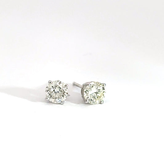14k White Gold .90 cttw Diamond Solitaire Earrings
