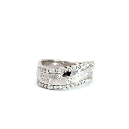 14k White Gold Diamond Wave Fashion Band 5/8cttw