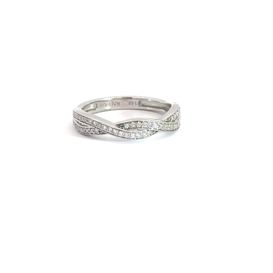 14k White Gold Diamond Twist Band 1/4cttw