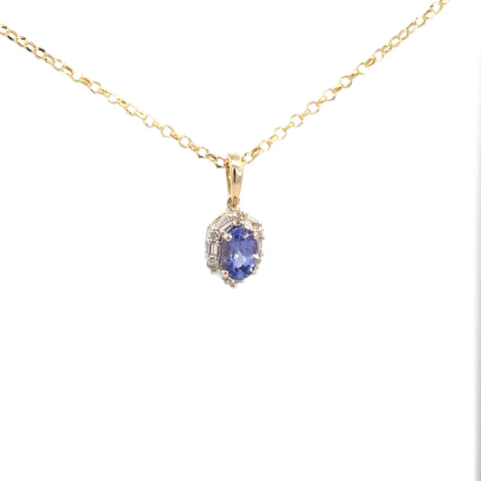 14k Yellow Gold Tanzanite & Diamond Pendant