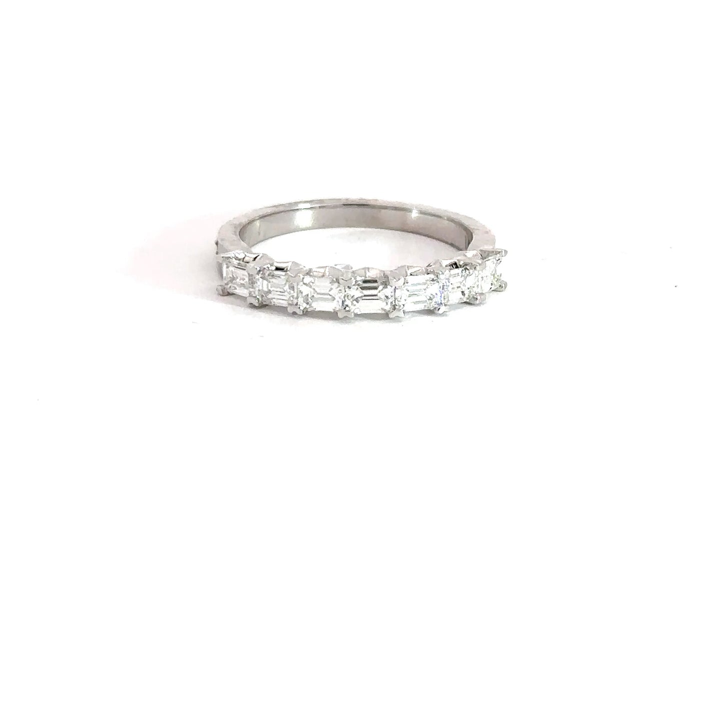 Lady's 14k White Gold Emerald Cut Diamond Band 1cttw