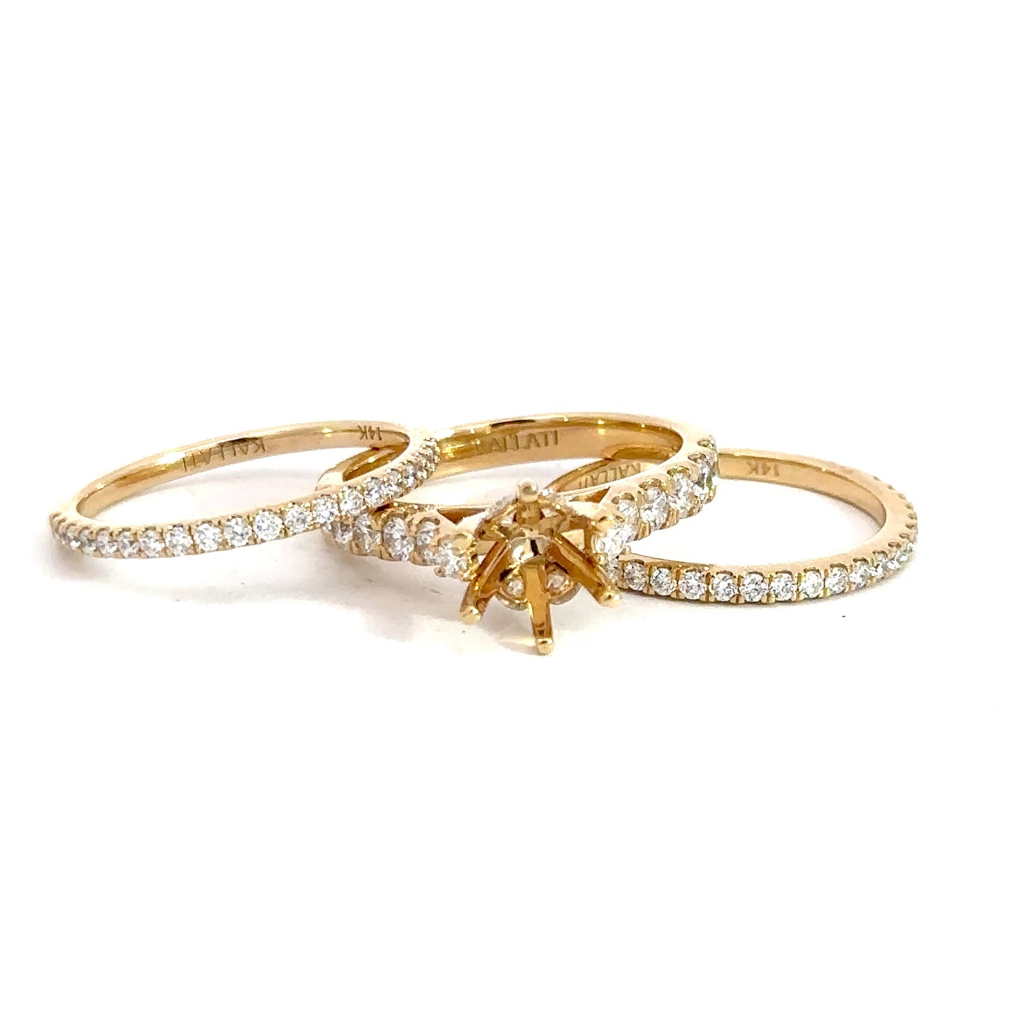 14k Yellow Gold Diamond Semi-Set Bridal Set