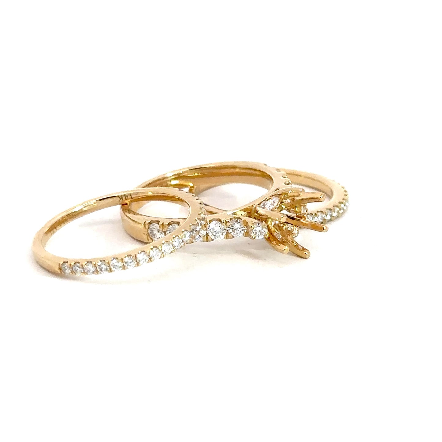 14k Yellow Gold Diamond Semi-Set Bridal Set