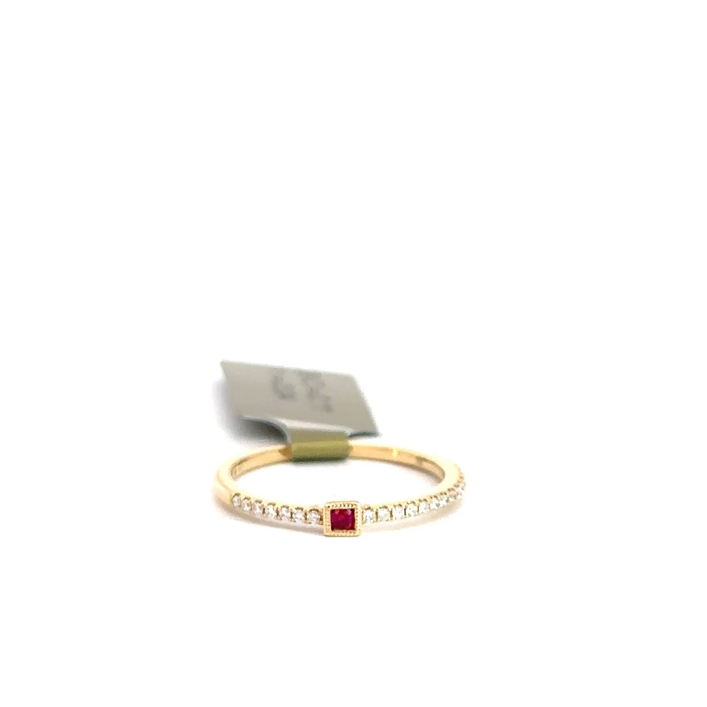 14k Yellow Gold Diamond & Ruby Ring .11cttw