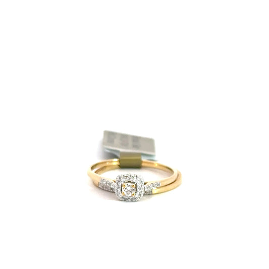 14k Yellow Gold Diamond Bridal Set with a Round Center 1/4cttw