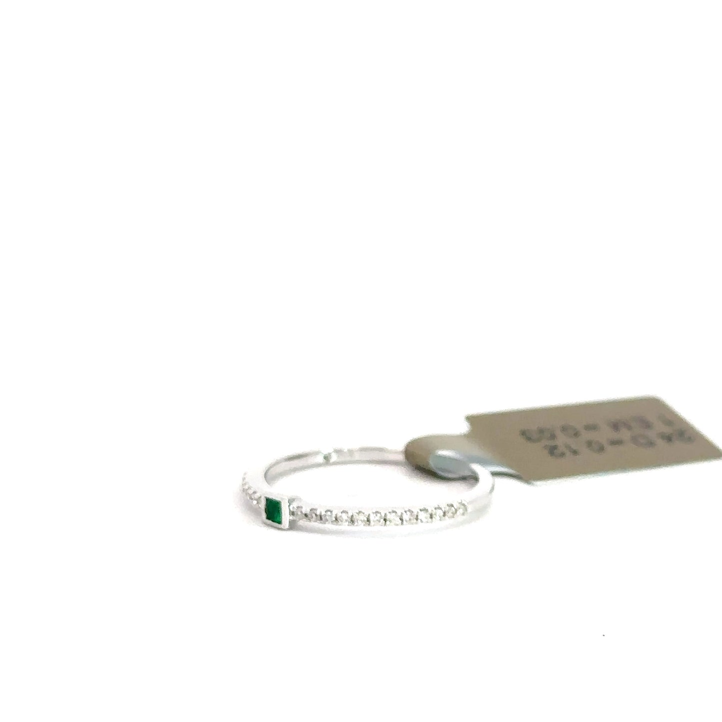 14k White Gold Diamond & Emerald Ring .12cttw