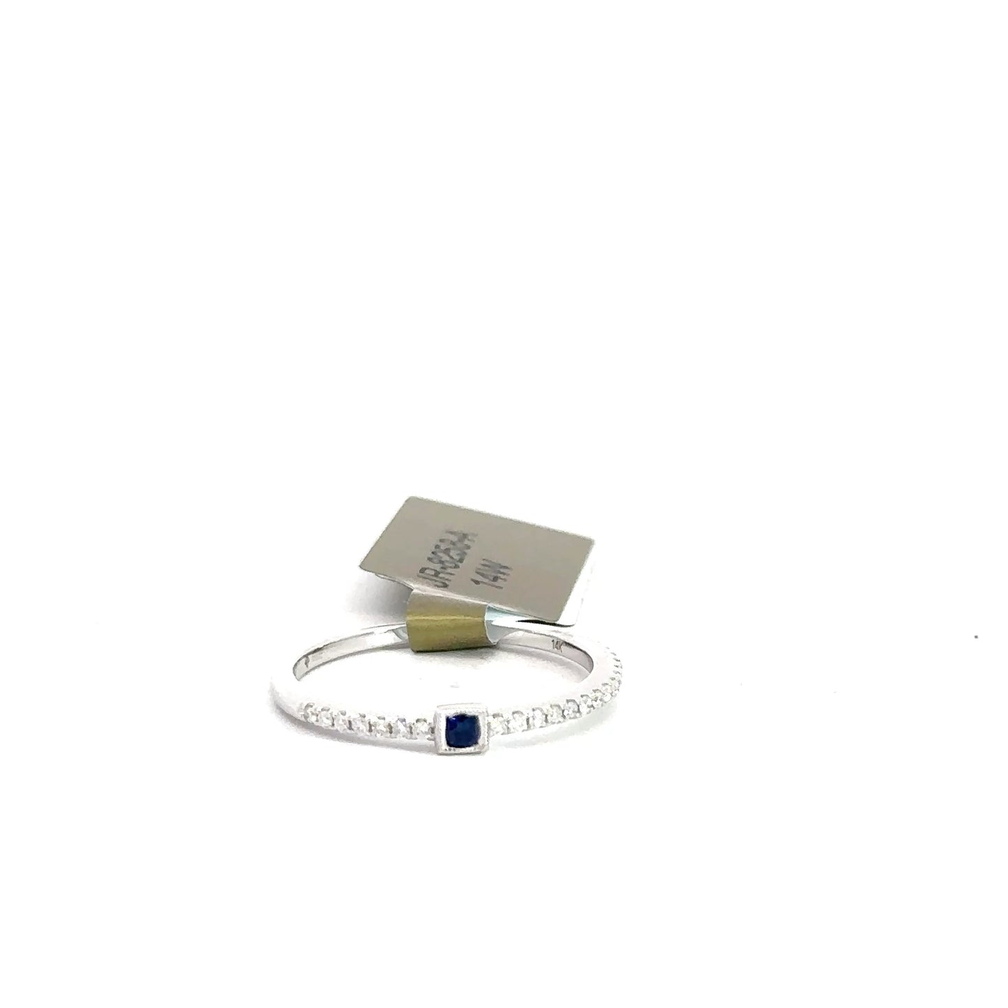 14k White Gold Diamond & Sapphire Ring .12cttw