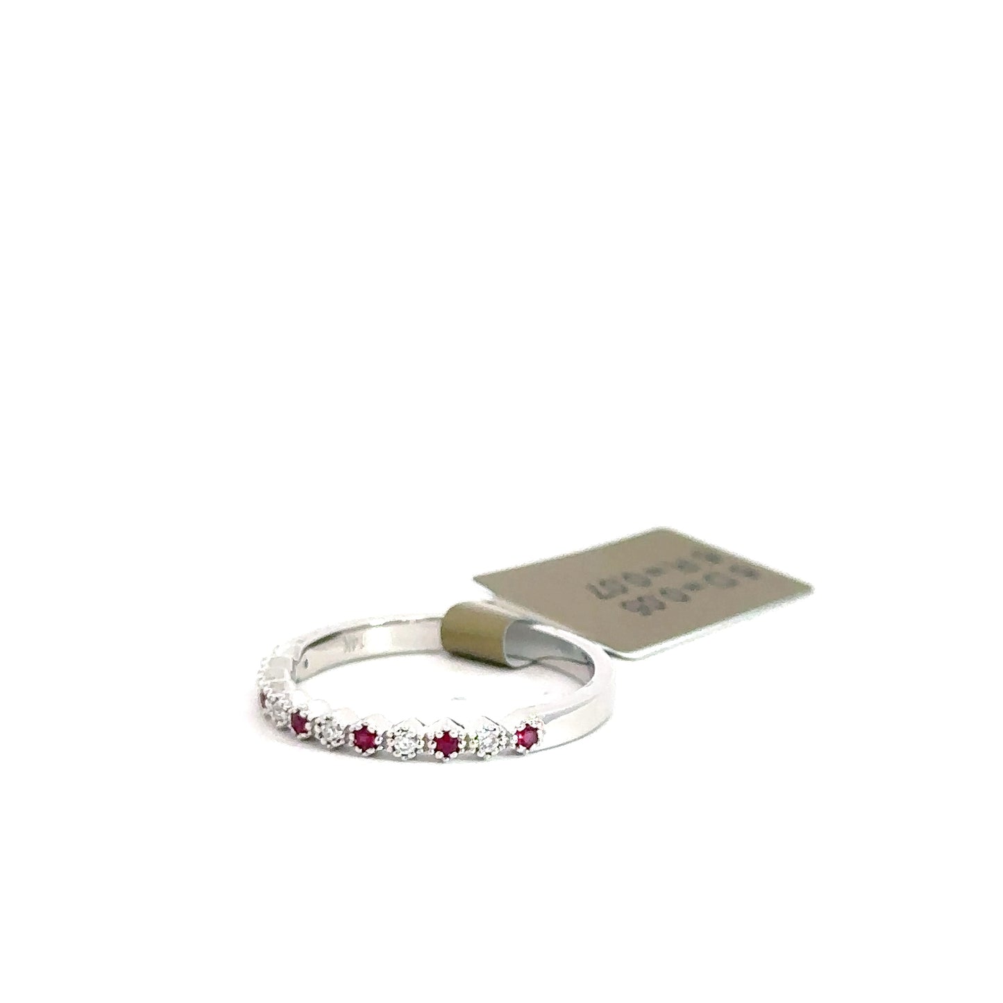 14k White Gold Ruby & Diamond Ring .05cttw
