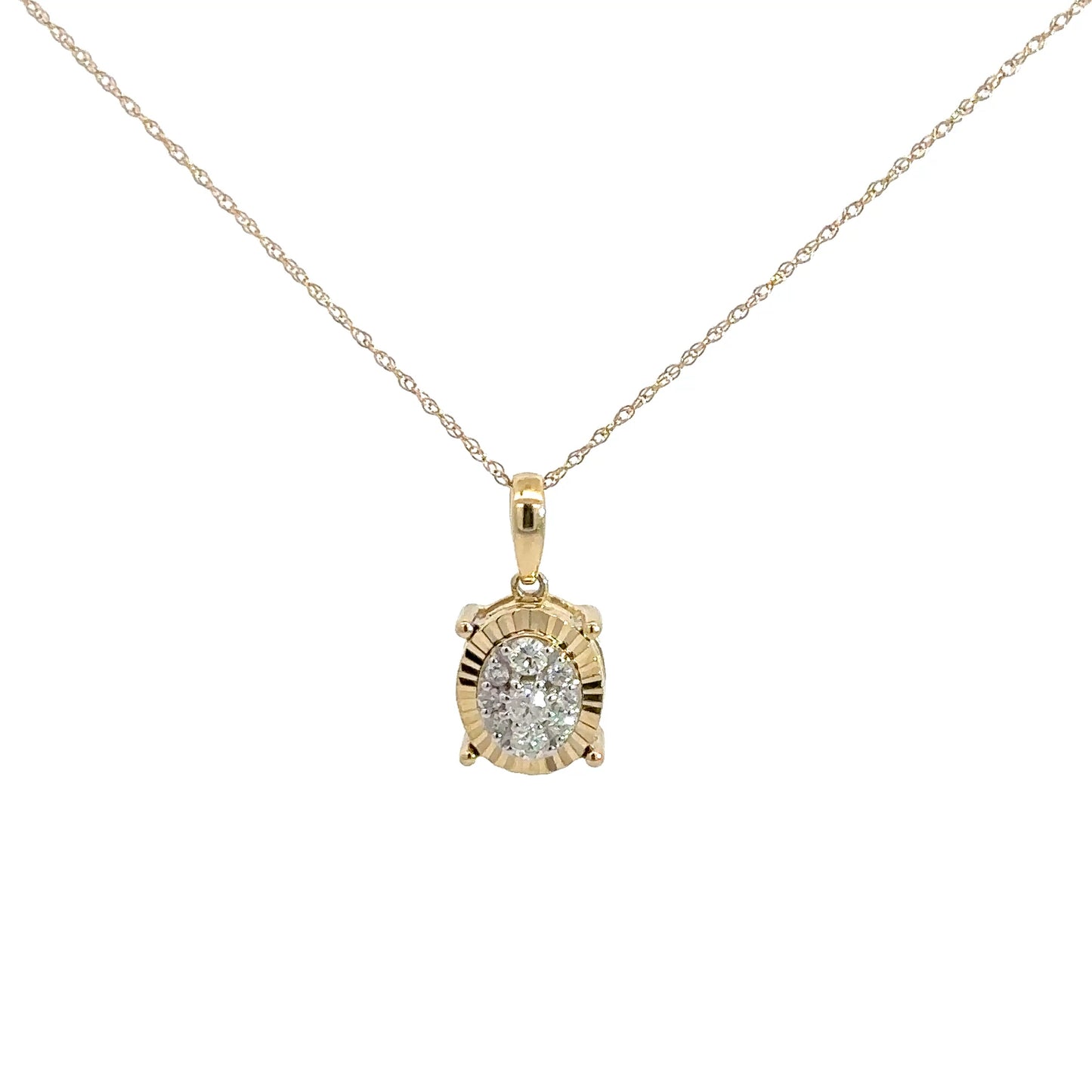 10k Yellow Gold Diamond Cluster Pendant 1/4cttw