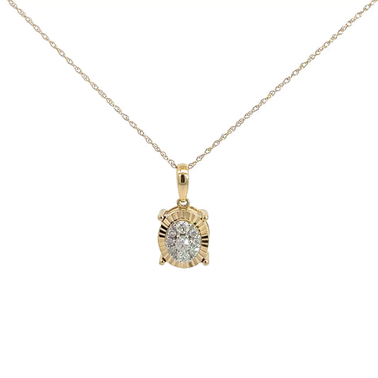10k Yellow Gold Diamond Cluster Pendant 1/4cttw