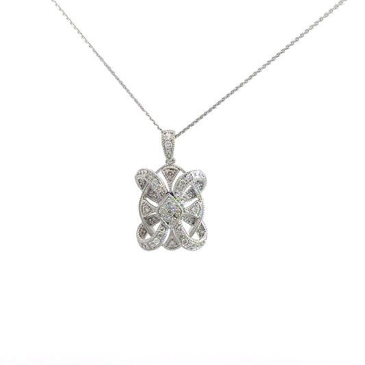 14k White Gold Antique Diamond Pendant .20cttw