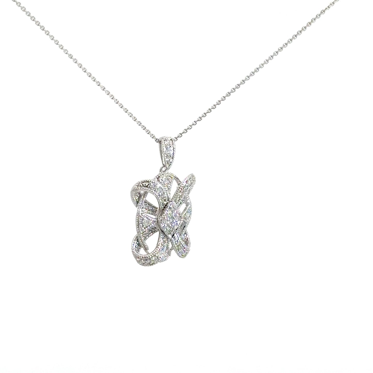 14k White Gold Antique Diamond Pendant .20cttw