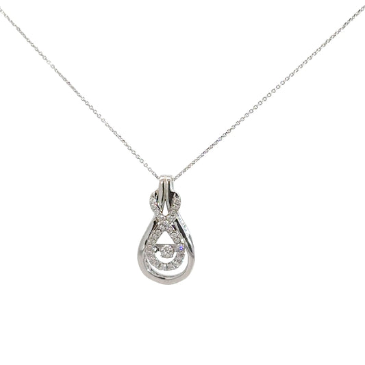 14k White Gold Diamond Heartbeat Pendant .20cttw