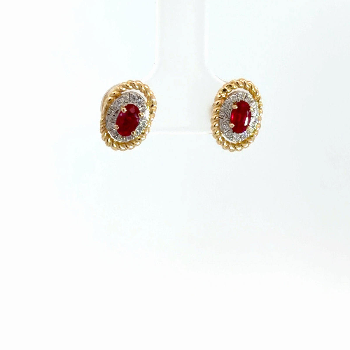 14k Yellow Gold Ruby & Diamond Earrings