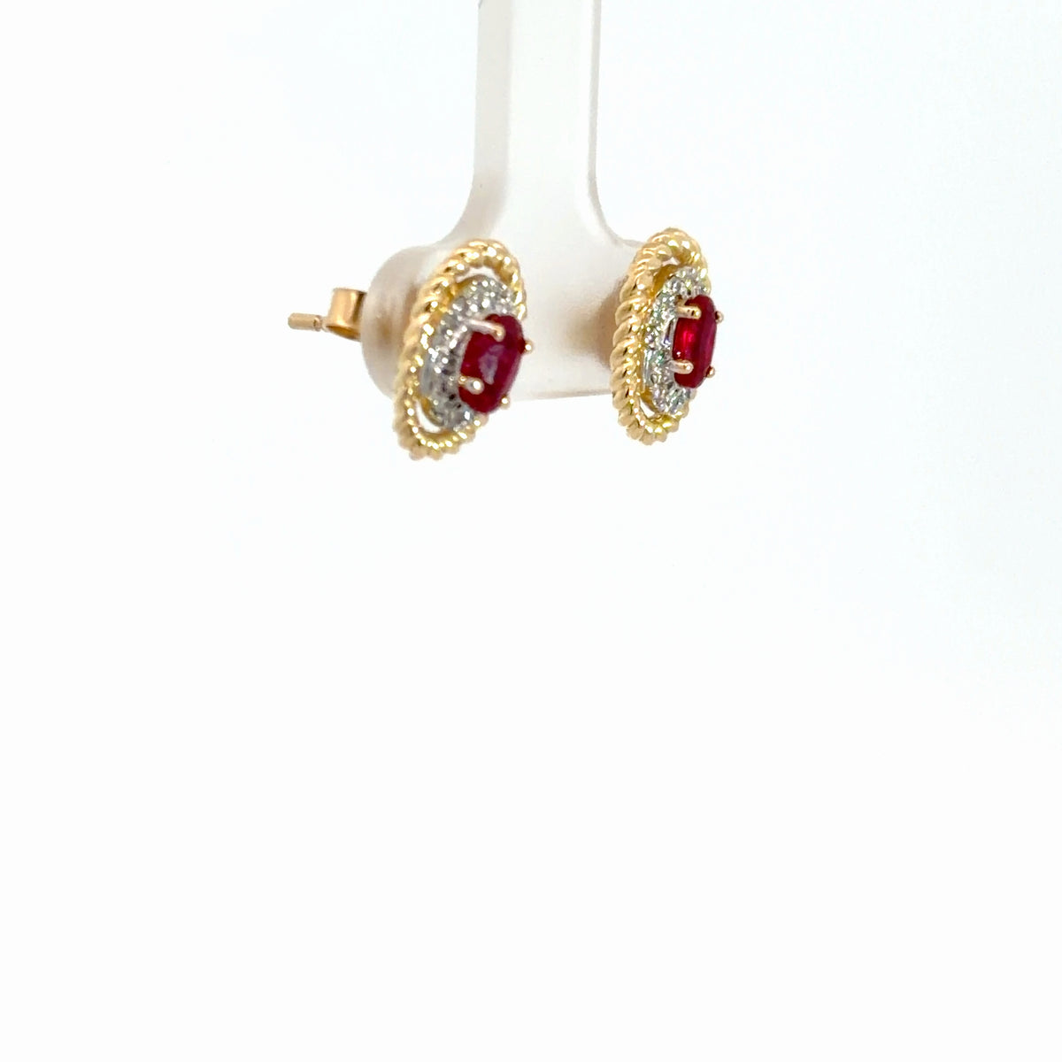 14k Yellow Gold Ruby & Diamond Earrings