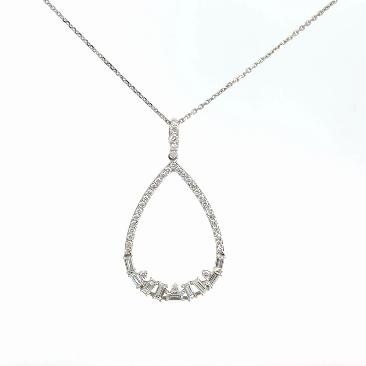 14k White Gold Diamond Pendant 3/4cttw