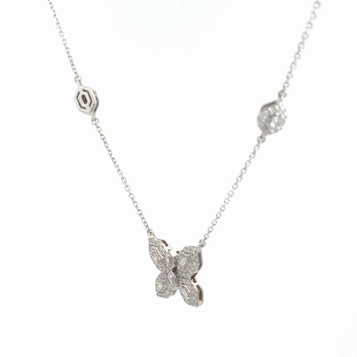 14k White Gold Butterfly Pendant 5/8cttw
