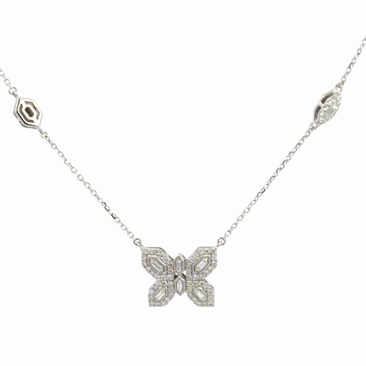 14k White Gold Butterfly Pendant 5/8cttw