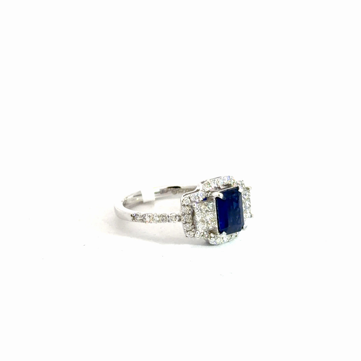 14k White Gold Sapphire & Diamond Ring 3/4cttw