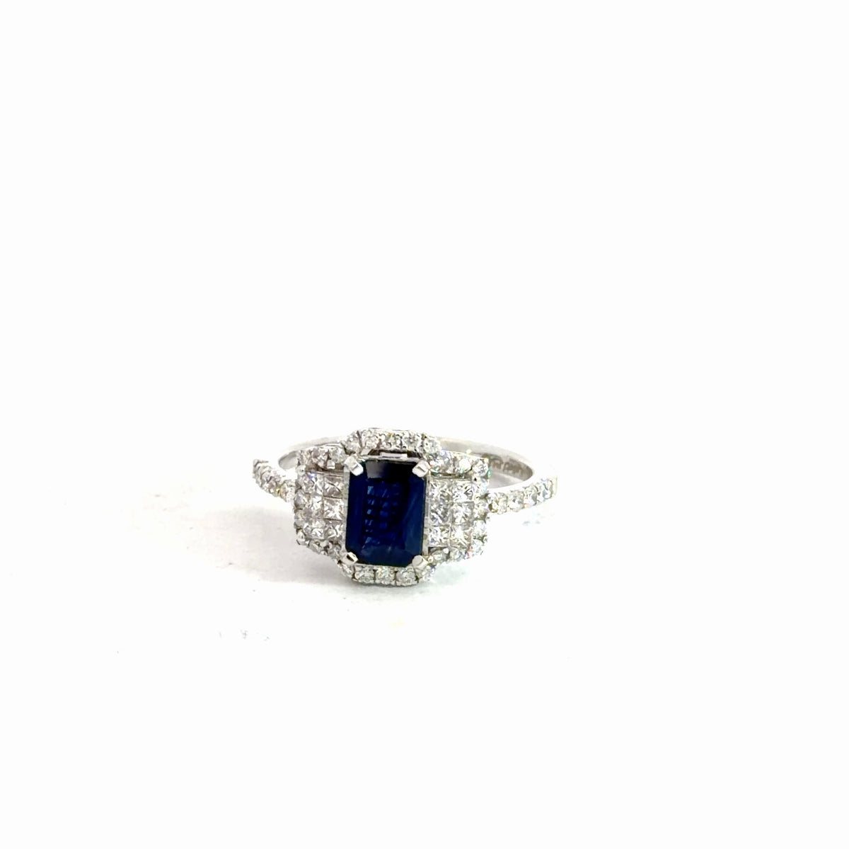 14k White Gold Sapphire & Diamond Ring 3/4cttw