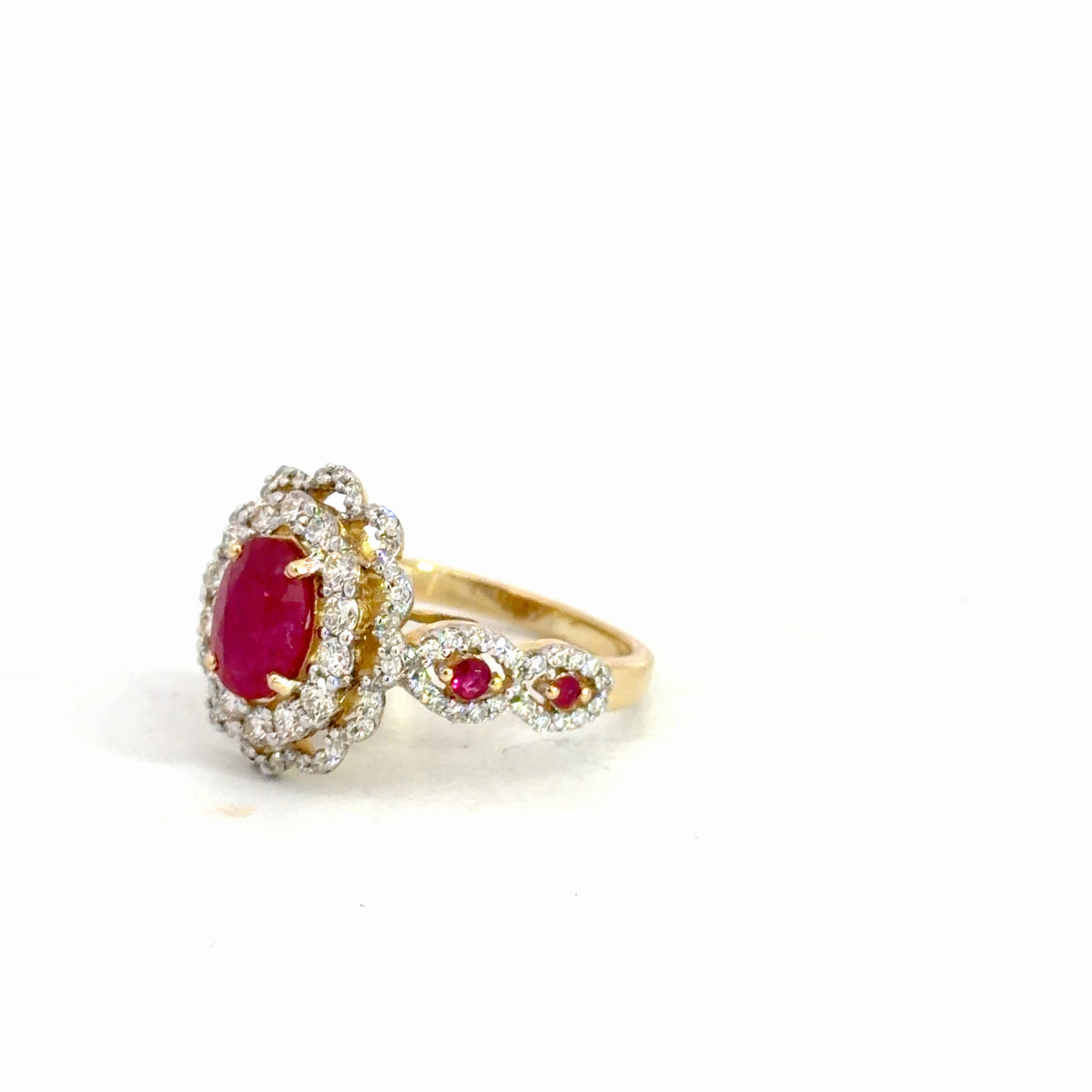 14k Yellow Gold Ruby & Diamond Ring