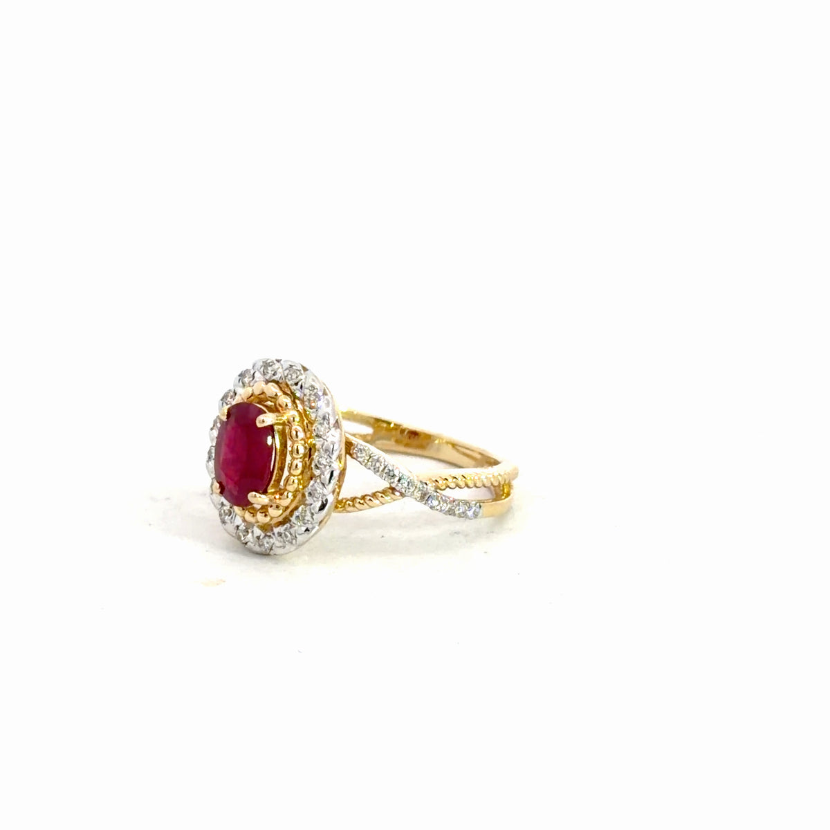 14k Yellow Gold Ruby & Diamond Ring