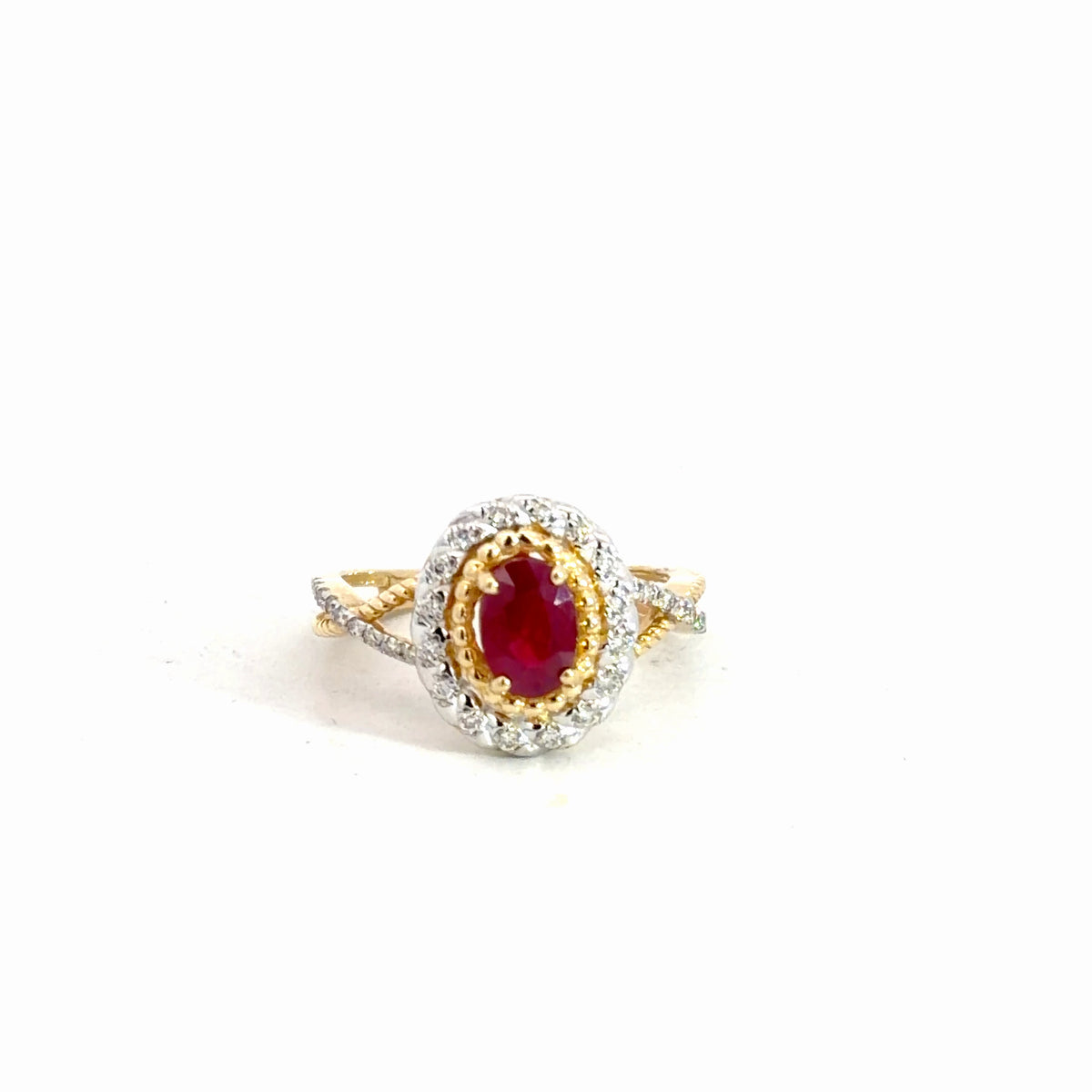 14k Yellow Gold Ruby & Diamond Ring