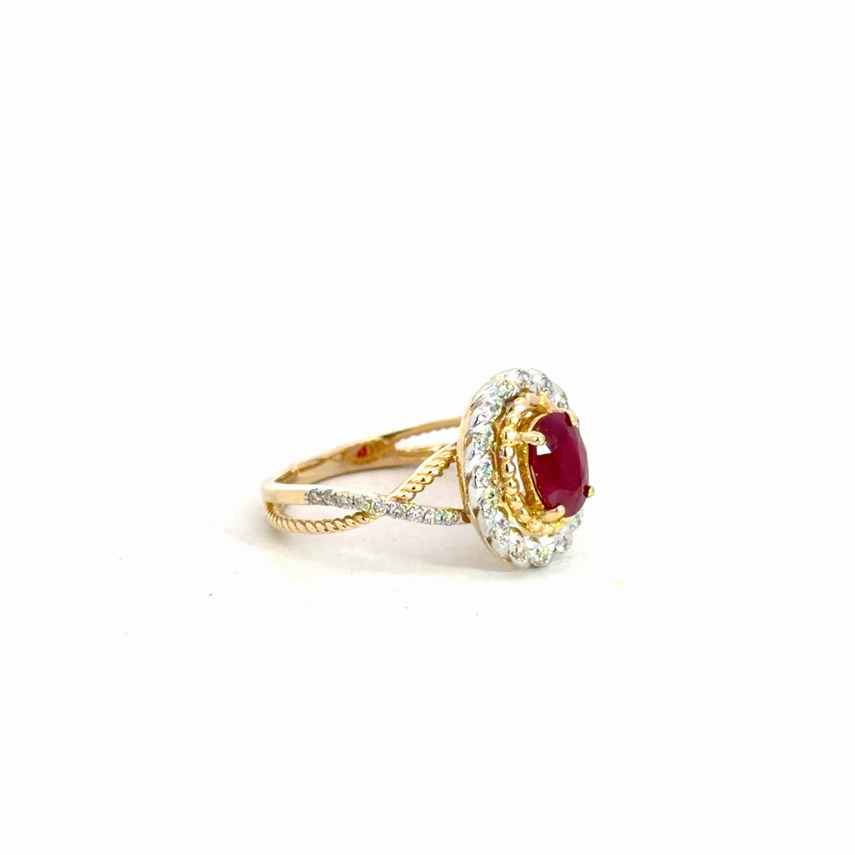 14k Yellow Gold Ruby & Diamond Ring