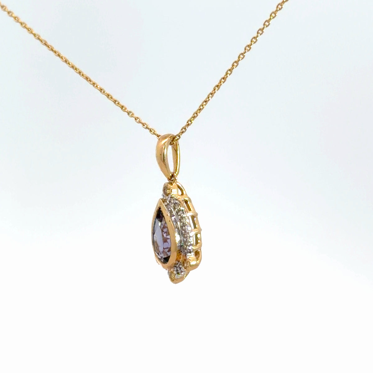 14k Yellow Gold Tanzanite & Diamond Pendant