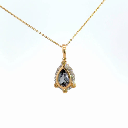 14k Yellow Gold Tanzanite & Diamond Pendant