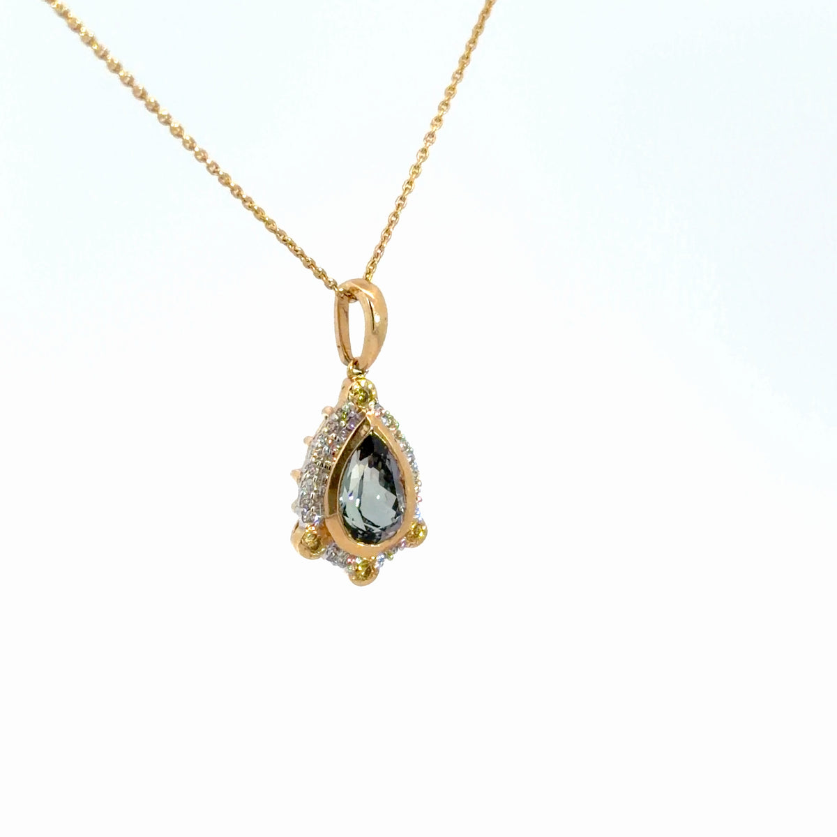 14k Yellow Gold Tanzanite & Diamond Pendant