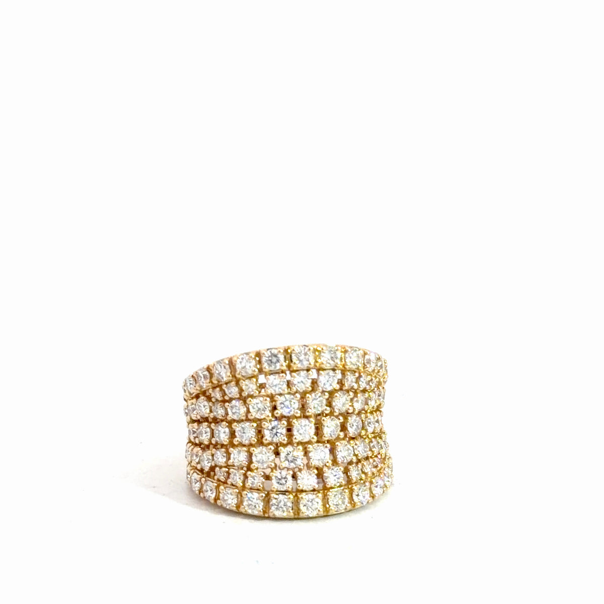 14k Yellow Gold Multi Row Diamond Ring 3.75cttw