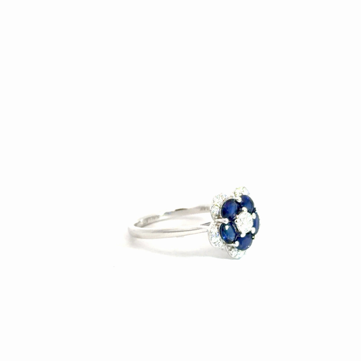 14k White Gold Diamond & Sapphire Ring