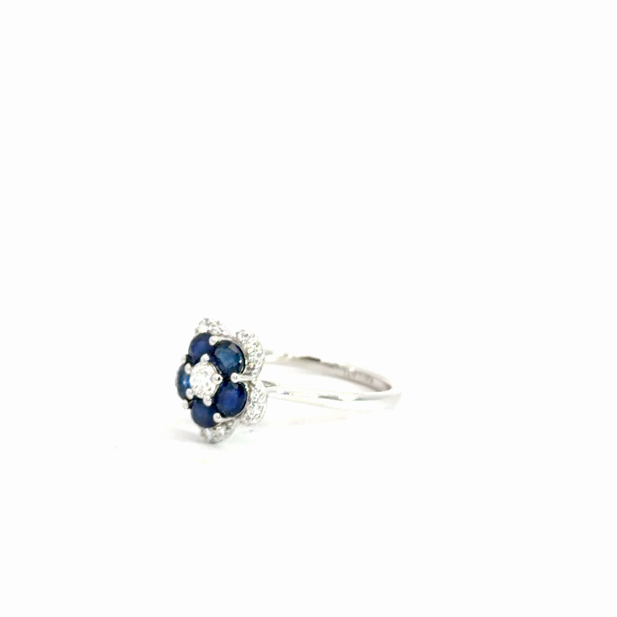 14k White Gold Diamond & Sapphire Ring