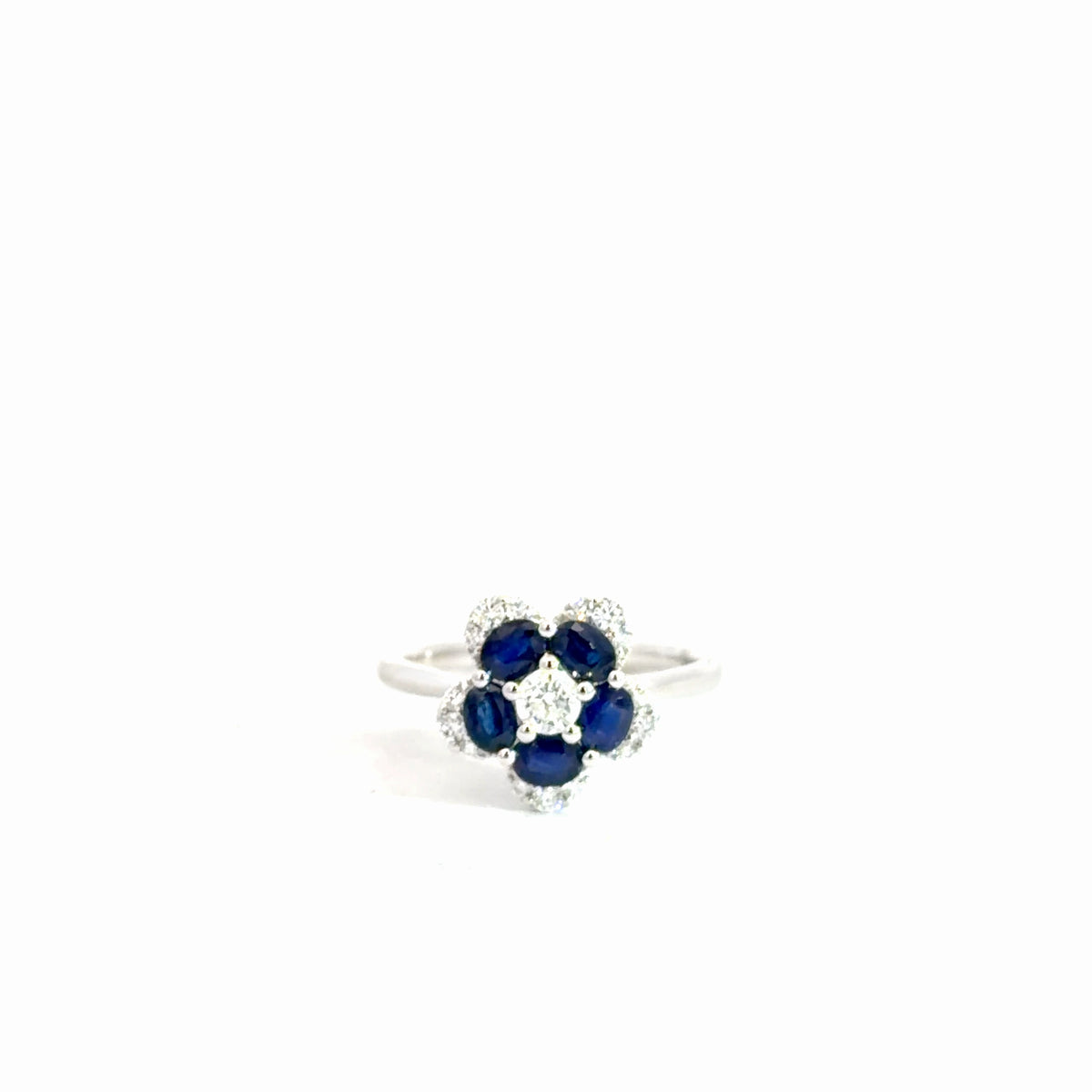 14k White Gold Diamond & Sapphire Ring