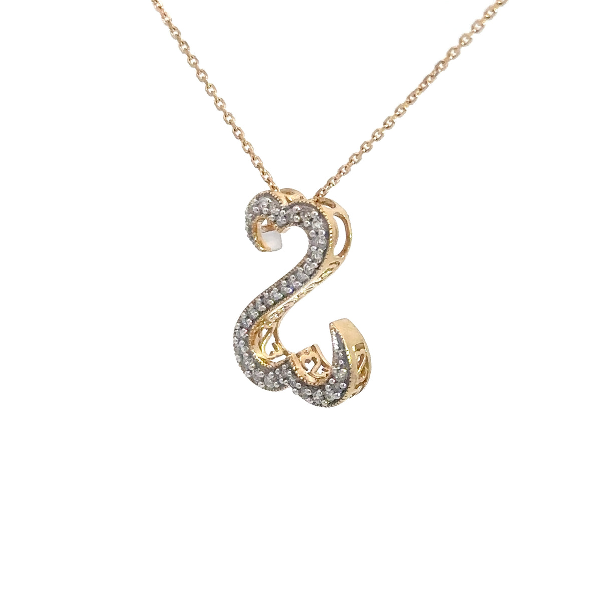 14k Yellow Gold Diamond Open Heart Pendant .33cttw