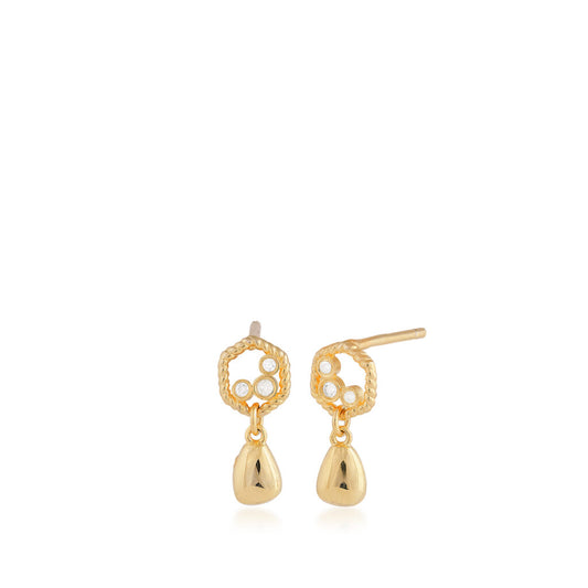 Gold Plated Diamond Dangle Earrings