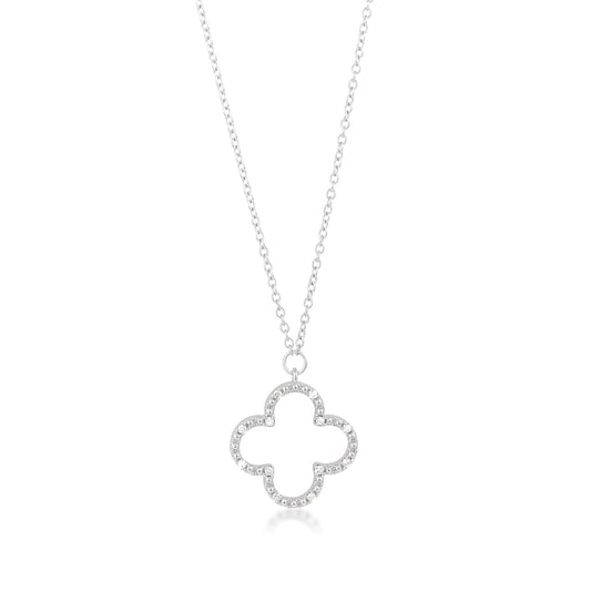 Sterling Silver Diamond Clover Pendant
