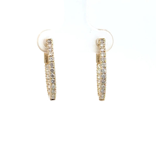 14k Yellow Gold Diamond In/Out Hoops .71cttw