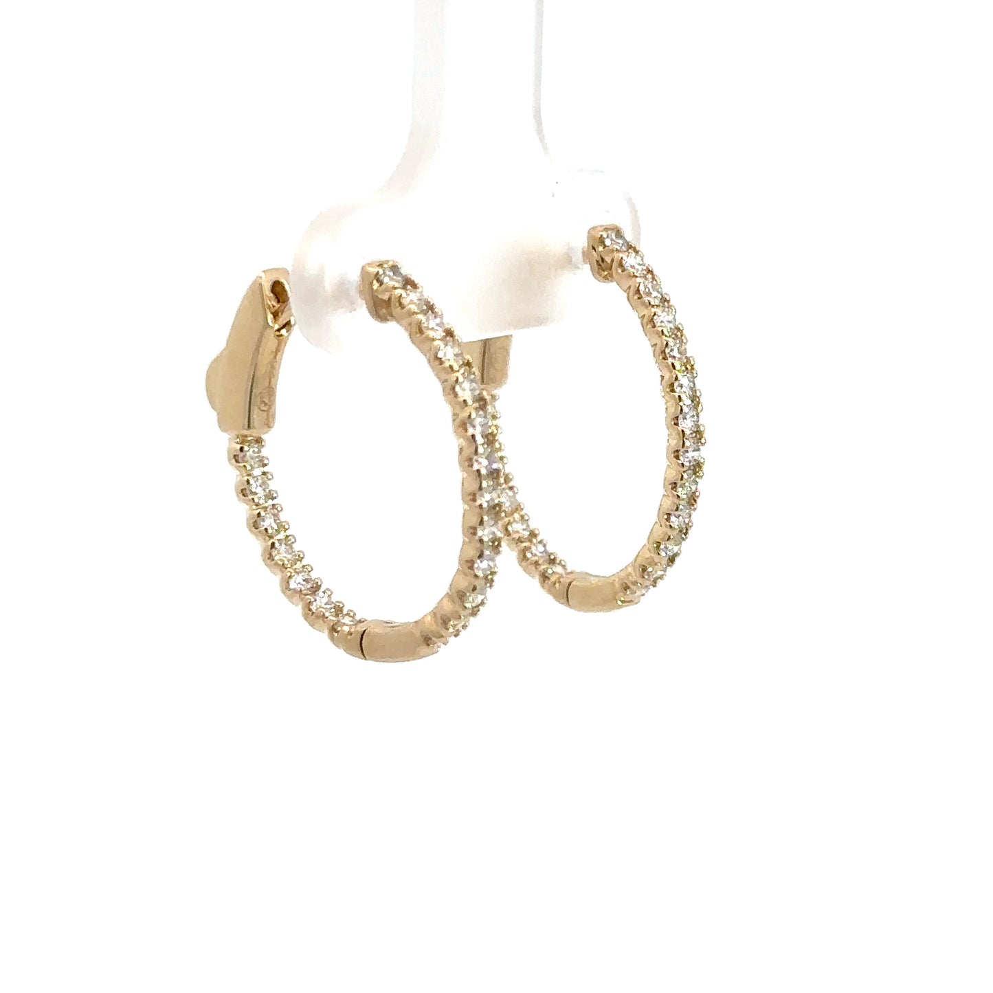 14k Yellow Gold Diamond In/Out Hoops .71cttw