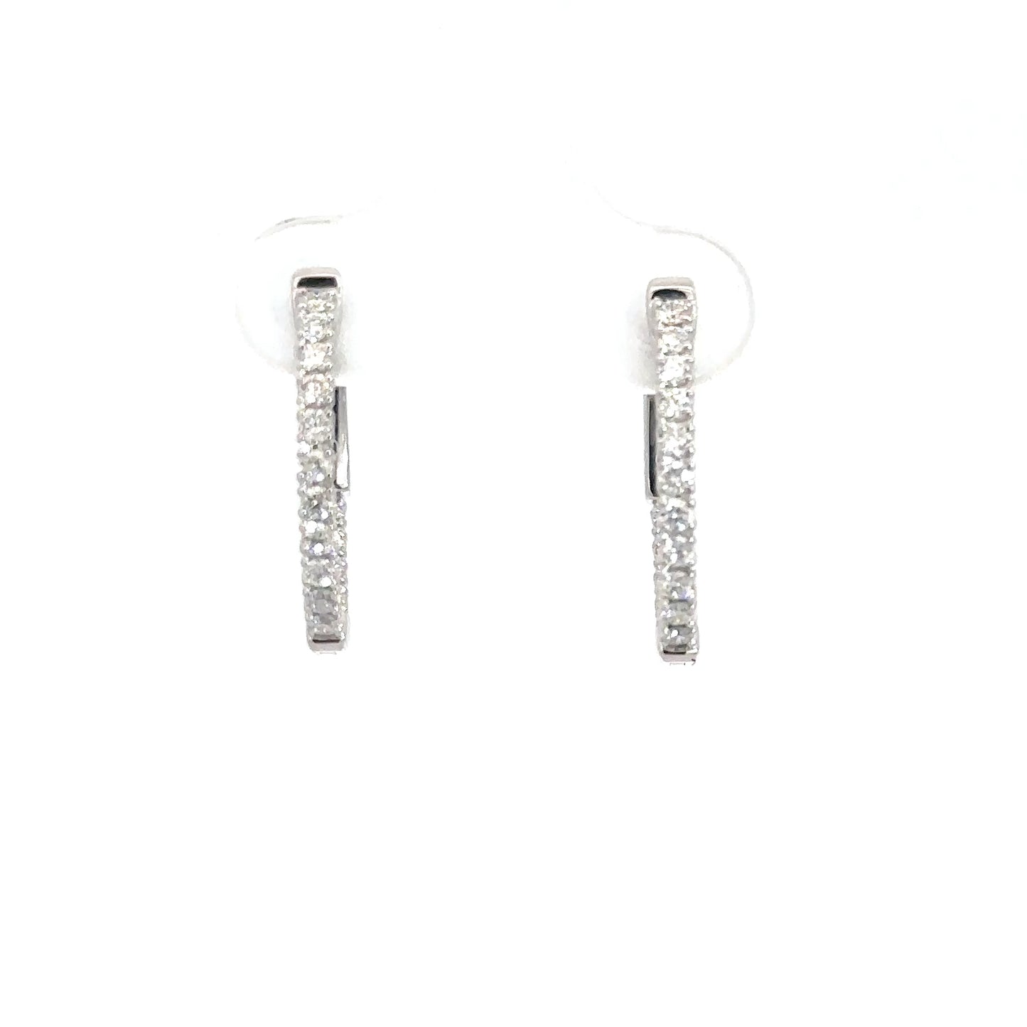 14k White Gold Diamond In/Out Hoops .48cttw