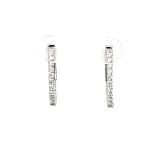 14k White Gold Diamond In/Out Hoops .48cttw