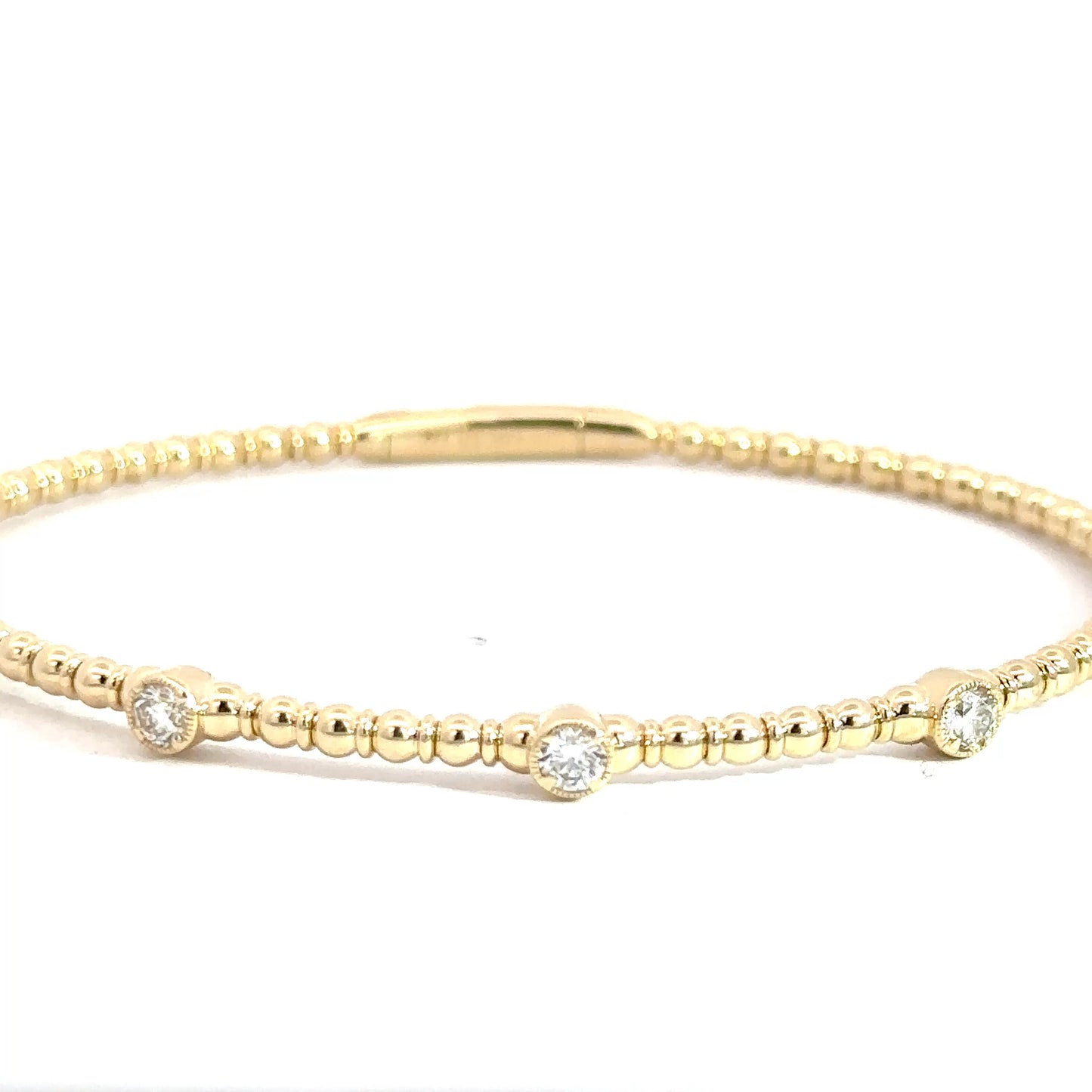 14k Yellow Gold Diamond & Beaded Flexi Bracelet 1.06cttw