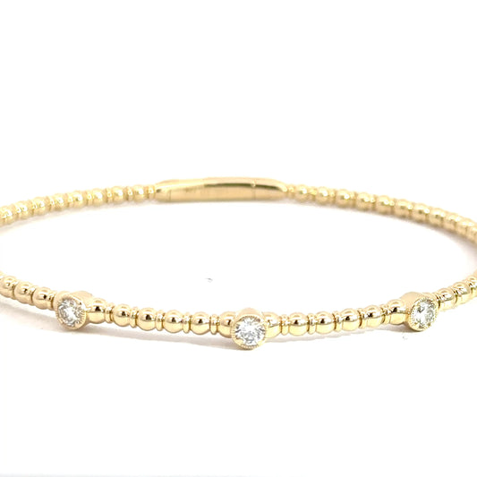 14k Yellow Gold Diamond & Beaded Flexi Bracelet 1.06cttw