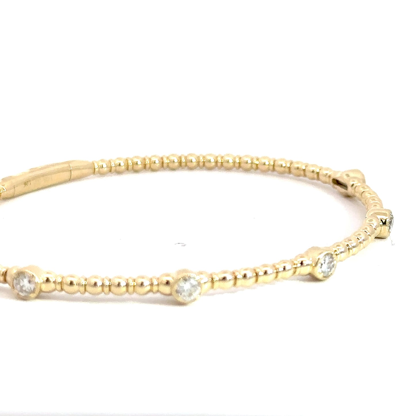 14k Yellow Gold Diamond & Beaded Flexi Bracelet 1.06cttw