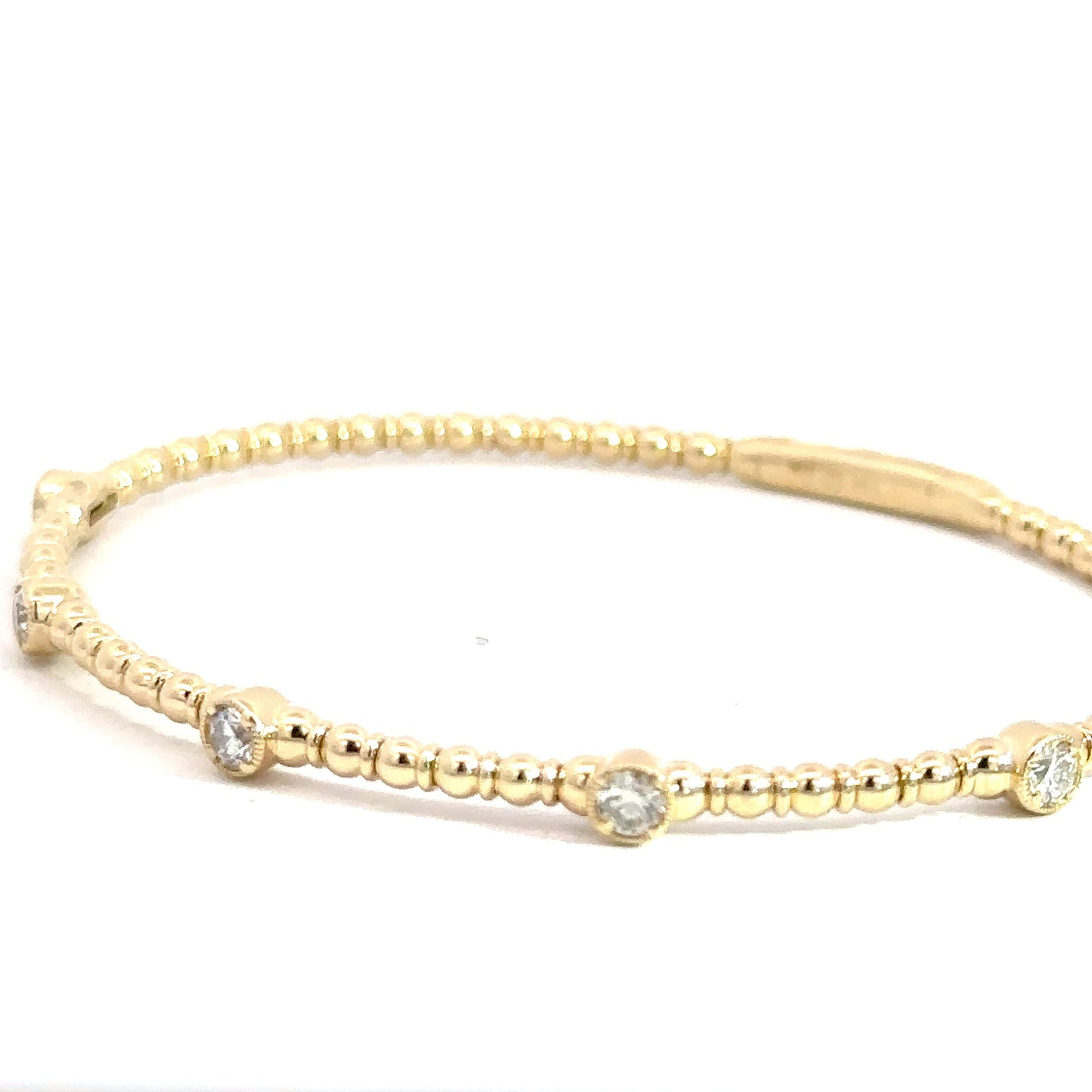 14k Yellow Gold Diamond & Beaded Flexi Bracelet 1.06cttw