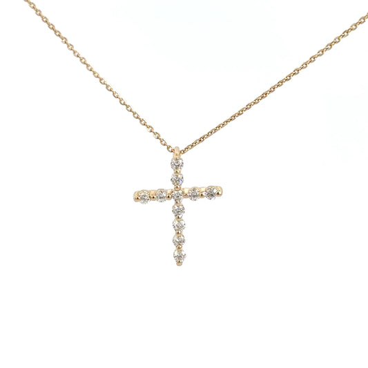 14k Yellow Gold Diamond Cross .30cttw