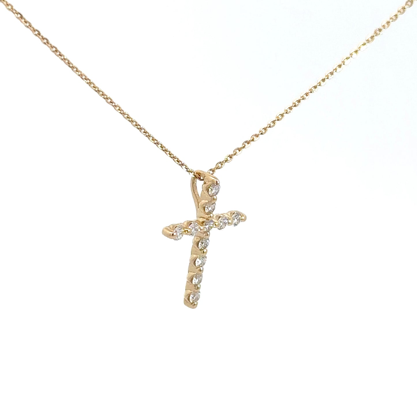 14k Yellow Gold Diamond Cross .30cttw