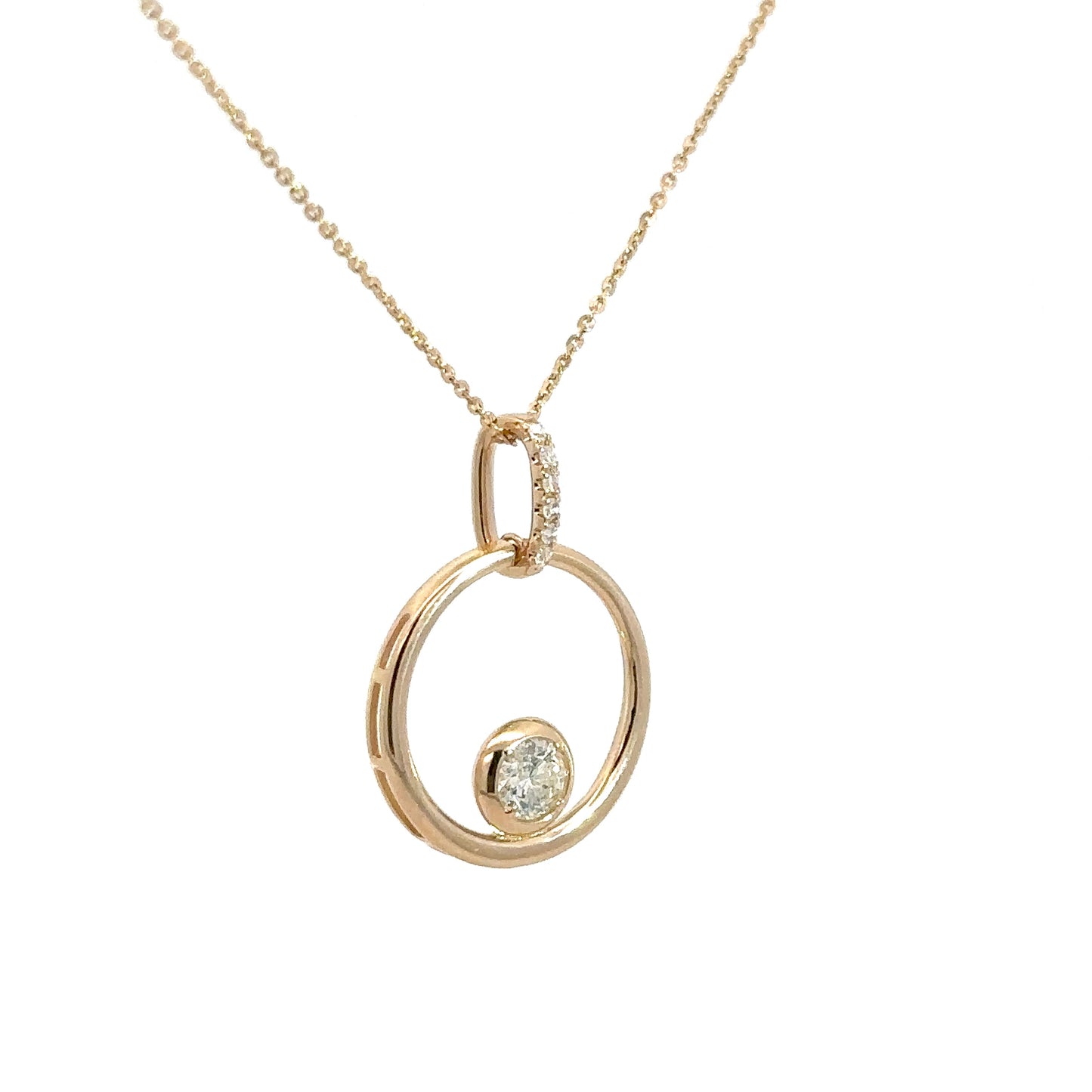 14k Yellow Gold Diamond Circle Pendant .37cttw